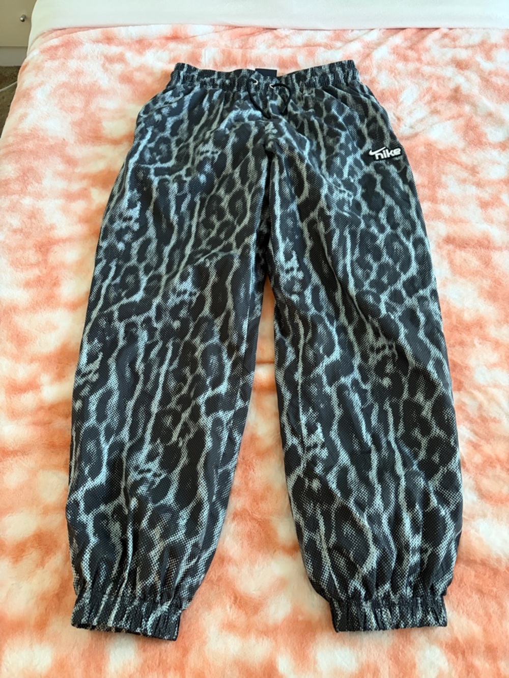 Nike Black and Gray Leopard-Print Jogger Pants
